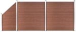 vidaXL WPC Zaun-Set 2 Quadrate + 1 Schr&auml;ge 446x186 cm Braun 3053216