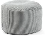 mokebo Pouf oder Sitzhocker aus Cord Der Faule Lenz Fu&szlig;hocker in Grau mit EPS-Perlen