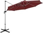 COSTWAY Sonnenschirm &Oslash; 330 cm Ampelschirm mit Kurbel Rot