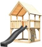 Karibu Spielturm Luis mit Rutsche u. Kletterwand Natur-Anthrazit