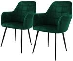 ML-Design 2er Set Esszimmerst&uuml;hle K&uuml;chenst&uuml;hle Dunkelgr&uuml;n aus Samt