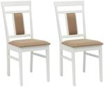 vidaXL Esszimmerstuhl 2 Stk Wei&szlig; und Braun Massives Gummiholz 42020508