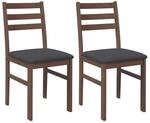 vidaXL Esszimmerst&uuml;hle mit Kissen 2 Stk Braun Massivholz Gummibaum 4102418