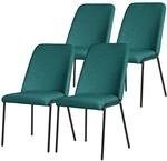 ML-Design Esszimmerst&uuml;hle 4Er Set Petrol mit Stoffbezug & Metallbeine