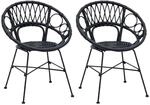 vidaXL Esszimmerstuhl 2 Stk Schwarz 49 x 51 x 81 cm Rattan und Eisen 42011561