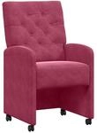 vidaXL Esszimmerst&uuml;hle mit Rollen 2 Stk Weinrot 58 x 67 x 97 cm Samt 42017870