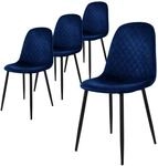 ML-Design Esszimmerst&uuml;hle 4er Set Dunkelblau K&uuml;chenstuhl mit Samtbezug
