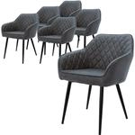 ML-Design 6Er Set Esszimmerst&uuml;hle mit Arm R&uuml;ckenlehne Anthrazit Kunslederbezug