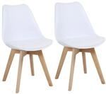 Svita Mats 2er Set Esszimmerst&uuml;hle K&uuml;chenst&uuml;hle Holz Lehne Kunstleder Wei&szlig;