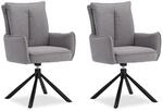 Homestyle4u Polsterstuhl Stoff Grau Drehbar 2er Set 3063