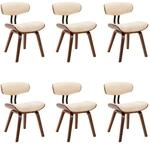 vidaXL Esszimmerst&uuml;hle 6 Stk Creme Bugholz und Kunstleder 278717