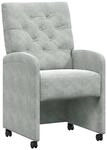 vidaXL Esszimmerst&uuml;hle mit Rollen 2 Stk Hellgrau 58 x 67 x 97 cm Samt 42017866