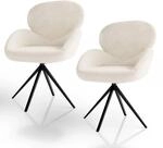 Juskys Drehstuhl Albano Boucl&eacute; Creme 2er Set