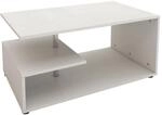 ML-Design Couchtisch Wei&szlig; mit Metall Dekostange 91x41x52,6 cm aus Holz