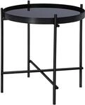 WOMO-DESIGN Beistelltisch 43 x 45 cm in Schwarz aus Metall und Glas