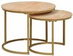 vidaXL Nesting-Couchtische 2-Tlg Wei&szlig; Massivholz Mango und Stahl 4104643