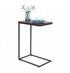 Relaxdays Beistelltisch MDF Eisen Braun Schwarz C Form Unterschiebbar 61 x 45 x 30 cm