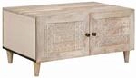 vidaXL Couchtisch mit T&uuml;r Beige 80 x 50 x 40 cm massives Mangoholz 4018121