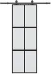 vidaXL Schiebet&uuml;r mit Beschlag Schwarz 76x205 cm Hartglas 3375914