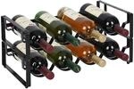 Relaxdays Weinregal Metall Schwarz Stapelbar 2er Pack 9,5 cm x 40 cm x 20 cm