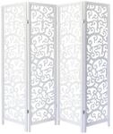 Homestyle4u 4-tlg. Paravent in Wei&szlig; 173x175 cm 1056