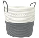 vidaXL Aufbewahrungskorb Grau und Wei&szlig; &Oslash;43x38 cm Baumwolle 358485