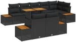 vidaXL Garten-Sofa-Set mit Speicher 9-Tlg Schwarz Poly Rattan 3358817