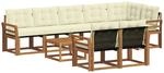 vidaXL Outdoor-Sofagarnitur mit Kissen 9-Tlg Natur und Creme 3368809