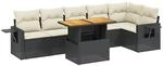 vidaXL 7-Tlg Garten-Sofagarnitur mit Kissen Schwarz Poly Rattan 3271763