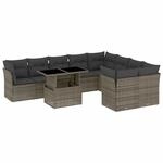 vidaXL 10-tlg Garten-Sofagarnitur mit Kissen Grau Poly Rattan Modell 110