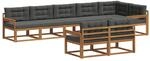vidaXL Outdoor-Sofagarnitur mit Kissen 8-Tlg Natur und Anthrazit 3367745