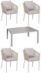 MCW Gartengarnitur N41 Sitzgruppe Tisch 4xStuhl Wetterfest Alu 140x80cm...