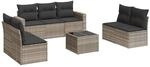 vidaXL 8-Tlg Garten-Sofagarnitur mit Kissen Hellgrau Poly Rattan 3251179