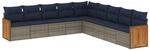 vidaXL 9-Tlg Gartensofa-Set mit Kissen Grau Polyrattan 3227741