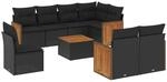vidaXL 9-tlg Garten-Sofagarnitur mit Kissen Schwarz Poly Rattan Modell 129