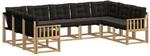 vidaXL Outdoor-Sofagarnitur mit Kissen 9 Stk Wei&szlig; und Schwarz 3389858
