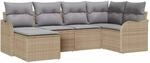 vidaXL Garten-Sofa-Set mit Kissen 6-Tlg Beige Hellgrau Poly Rattan 3354439