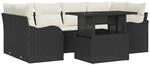 vidaXL Gartensofa-set mit Kissen 7-Tlg Schwarz Poly-Rattan 3357130