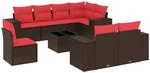 vidaXL 9-Tlg Gartensofa-Set mit Kissen Braun Polyrattan 3222853