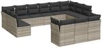 vidaXL 13-Tlg Garten-Sofagarnitur mit Kissen Hellgrau Poly Rattan 3250291