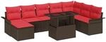 vidaXL Gartensofa-set mit Kissen 9 Stk Braun Poly-Rattan 3348340