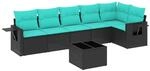 vidaXL 7-Tlg Gartensofa-Set mit Kissen Schwarz Polyrattan 3220196
