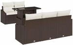 vidaXL Garten-Sofa-Set mit Speicher 6-Tlg Braun Poly Rattan 3357651