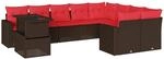 vidaXL 10-Tlg Gartensofa-Set mit Kissen Braun Polyrattan 3267514