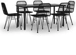 vidaXL 7-Tlg Garten-Essgruppe Schwarz Poly Rattan 3157898