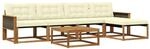 vidaXL Outdoor-Sofagarnitur mit Kissen 6 Stk Natur und Creme 3381370