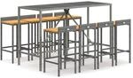 vidaXL 9-tlg Gartenbar-Set Grau Poly Rattan & Massivholz Akazie Modell 1