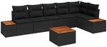 vidaXL Gartensofa-Set mit Kissen mit Speicher 6 Stk Schwarz Polyrattan 3356768
