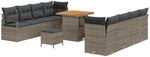 vidaXL 11-Teiliges Garten-Sofa-Set mit Kissen in Grau aus Poly Rattan und Akazie