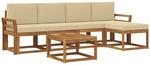 vidaXL Outdoor-Sofagarnitur 6 Stk Natur und Beige Massivholz Akazie 3366291